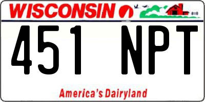 WI license plate 451NPT