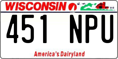 WI license plate 451NPU