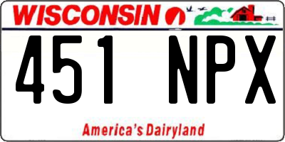 WI license plate 451NPX