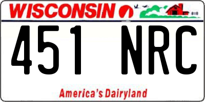 WI license plate 451NRC