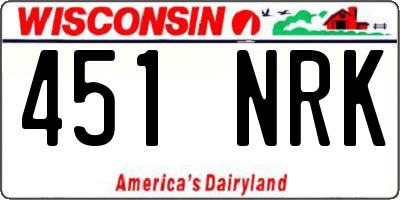 WI license plate 451NRK