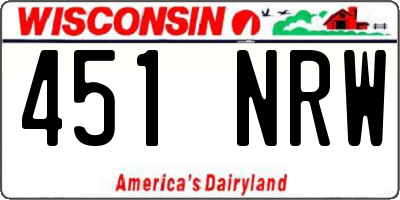 WI license plate 451NRW