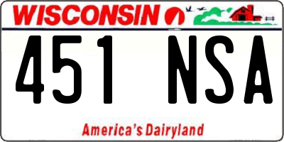 WI license plate 451NSA