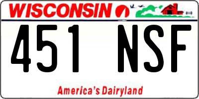 WI license plate 451NSF