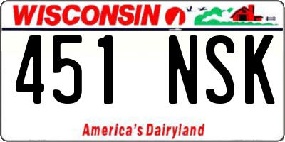 WI license plate 451NSK