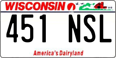 WI license plate 451NSL