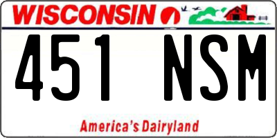 WI license plate 451NSM