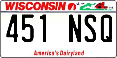 WI license plate 451NSQ