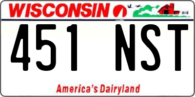 WI license plate 451NST