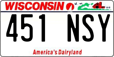 WI license plate 451NSY