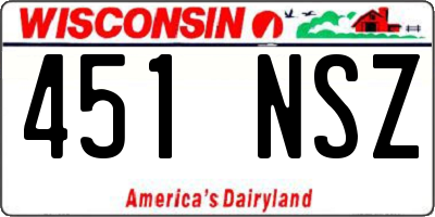 WI license plate 451NSZ