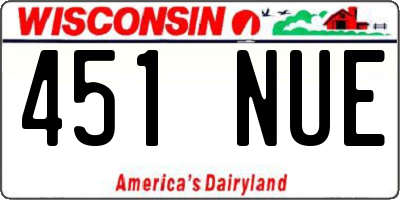 WI license plate 451NUE