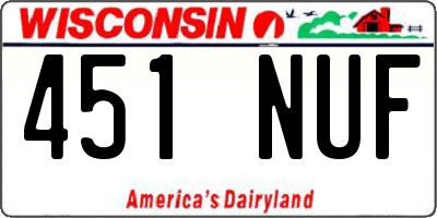 WI license plate 451NUF