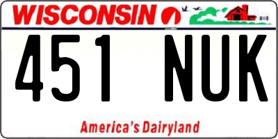 WI license plate 451NUK