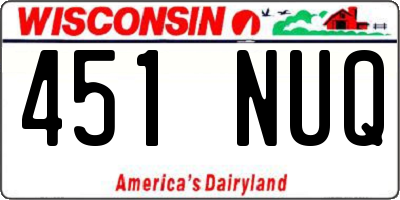 WI license plate 451NUQ
