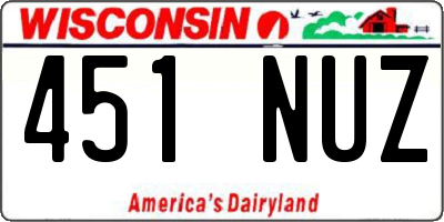 WI license plate 451NUZ