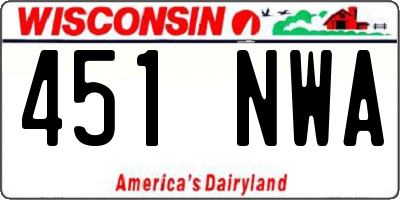 WI license plate 451NWA