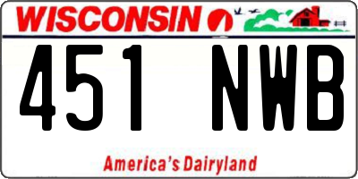 WI license plate 451NWB
