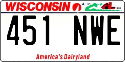 WI license plate 451NWE