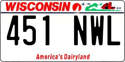 WI license plate 451NWL