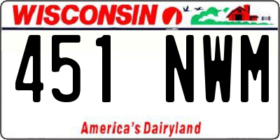 WI license plate 451NWM