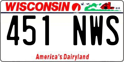 WI license plate 451NWS