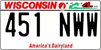 WI license plate 451NWW
