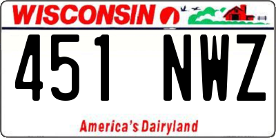 WI license plate 451NWZ