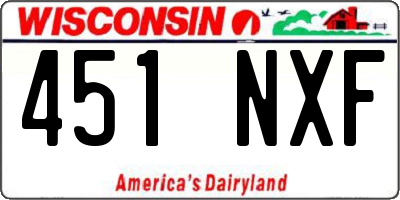 WI license plate 451NXF