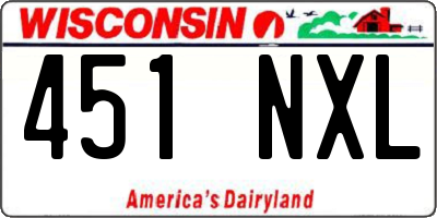 WI license plate 451NXL