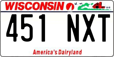 WI license plate 451NXT
