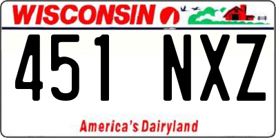WI license plate 451NXZ