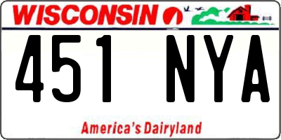 WI license plate 451NYA