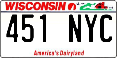 WI license plate 451NYC