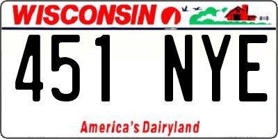 WI license plate 451NYE