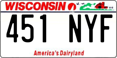 WI license plate 451NYF