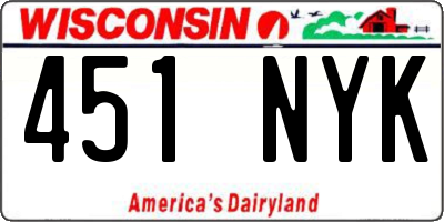 WI license plate 451NYK