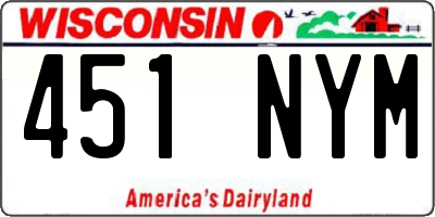 WI license plate 451NYM