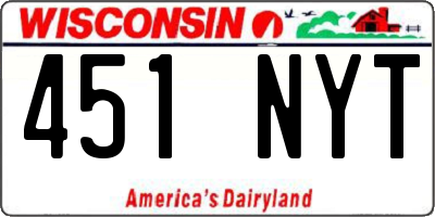 WI license plate 451NYT