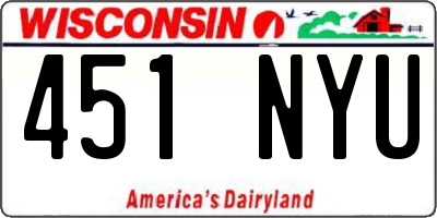 WI license plate 451NYU