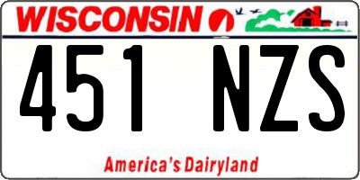 WI license plate 451NZS