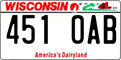 WI license plate 451OAB