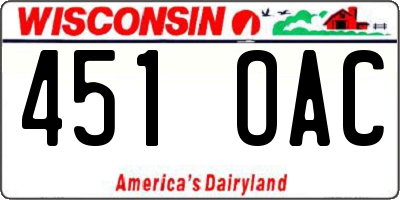 WI license plate 451OAC