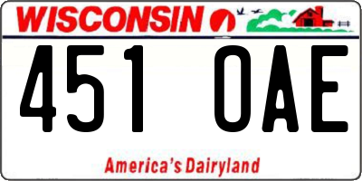 WI license plate 451OAE