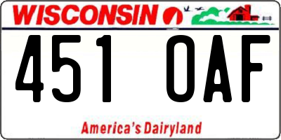 WI license plate 451OAF