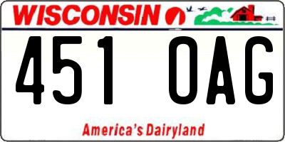 WI license plate 451OAG