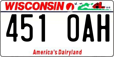 WI license plate 451OAH