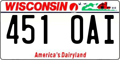 WI license plate 451OAI