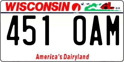 WI license plate 451OAM