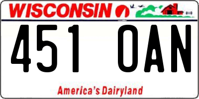 WI license plate 451OAN